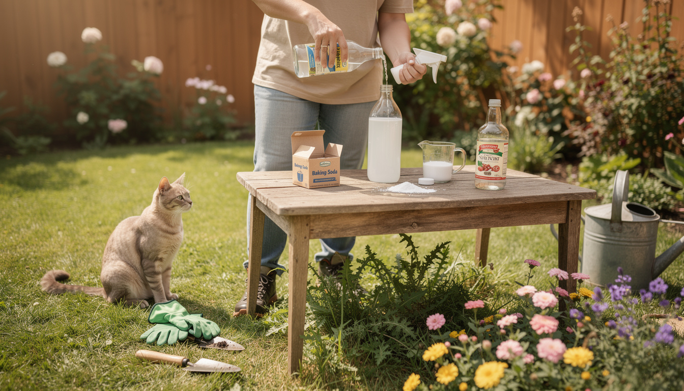 découvrez le dosage idéal du mélange bicarbonate de soude et vinaigre blanc pour un désherbage naturel efficace et écologique. astuces et conseils pour un jardin sans mauvaises herbes.