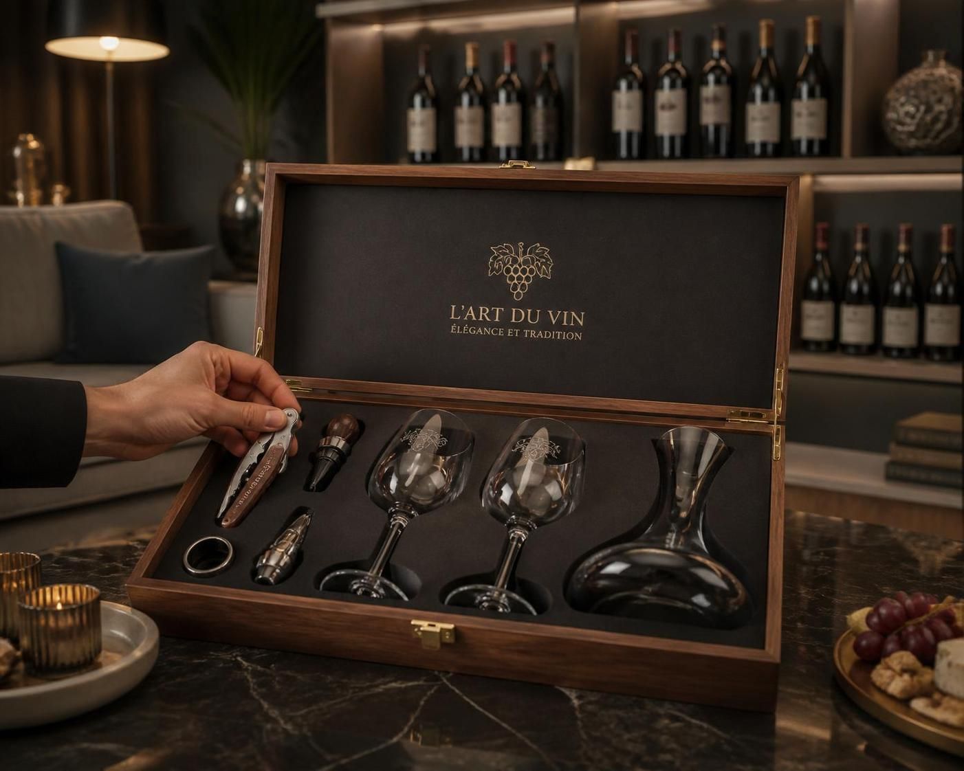 découvrez des idées originales de cadeaux pour les amateurs de vin, incluant un tire-bouchon en bois personnalisé, parfait pour allier élégance et utilité.
