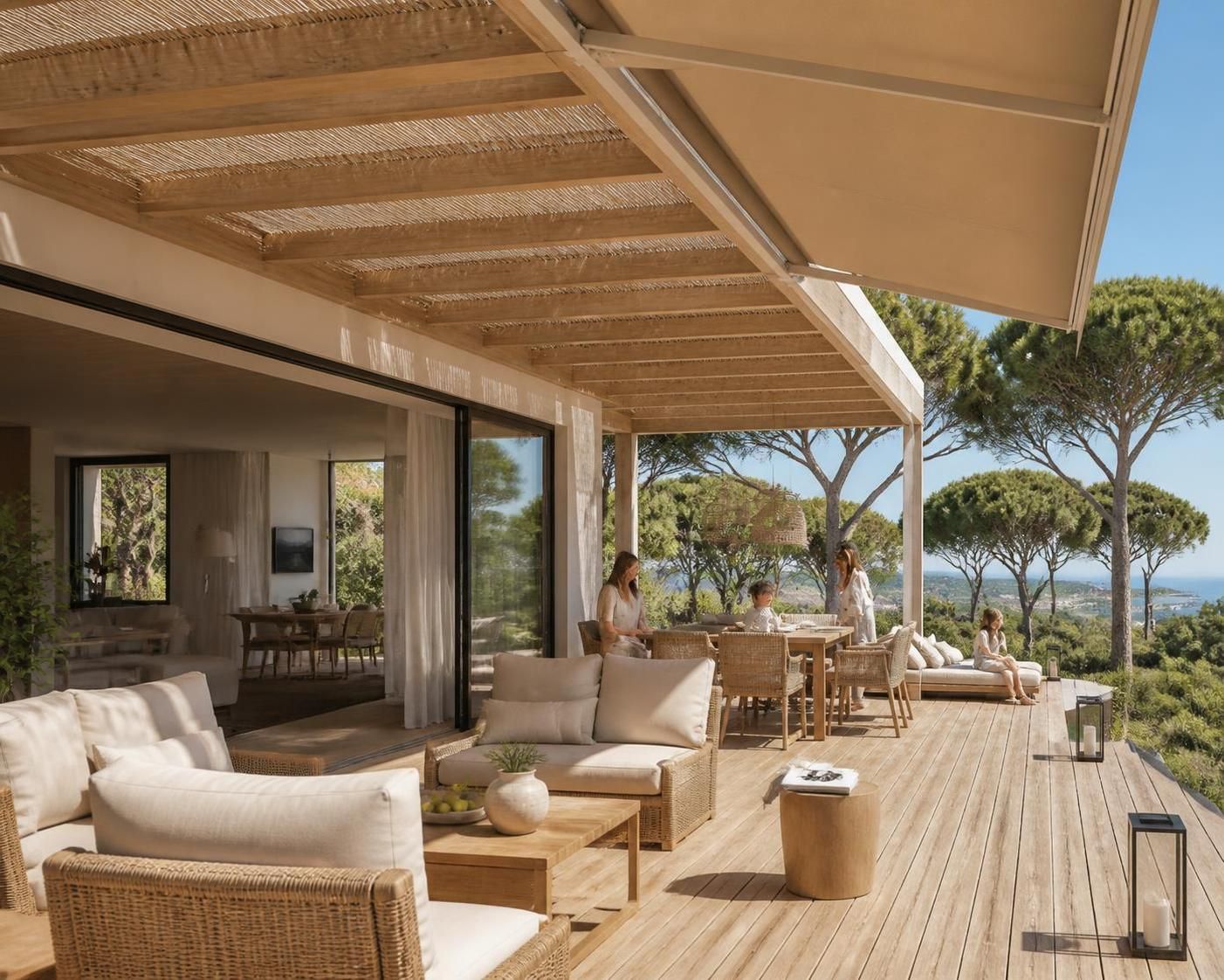découvrez comment aménager une terrasse de luxe inspirée de la villa alma da comporta, avec une pergola élégante et un store banne pour un espace extérieur raffiné et confortable.