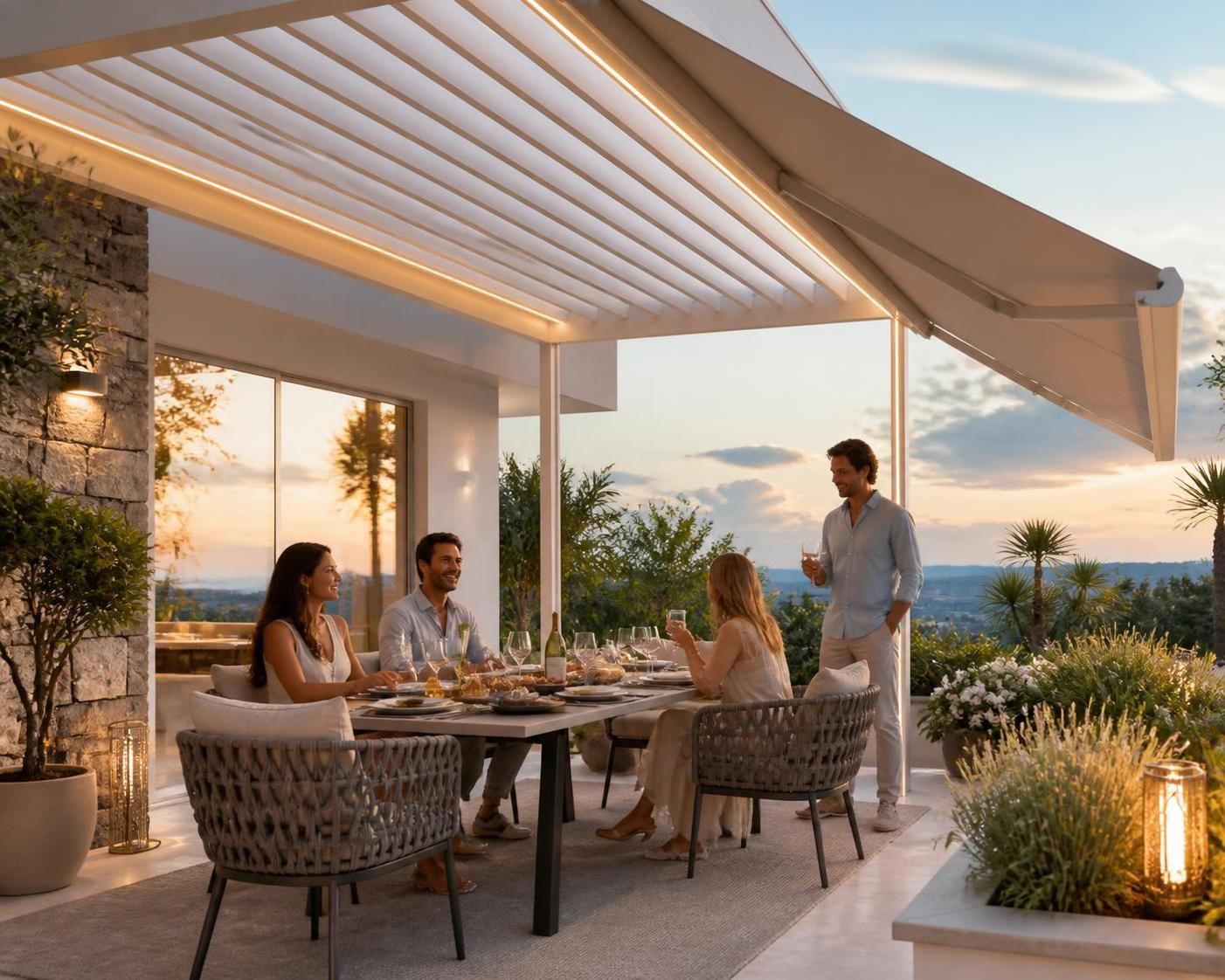 découvrez comment aménager une terrasse de luxe inspirée de la villa alma da comporta, avec une pergola élégante et un store banne pour un confort optimal et un style raffiné.