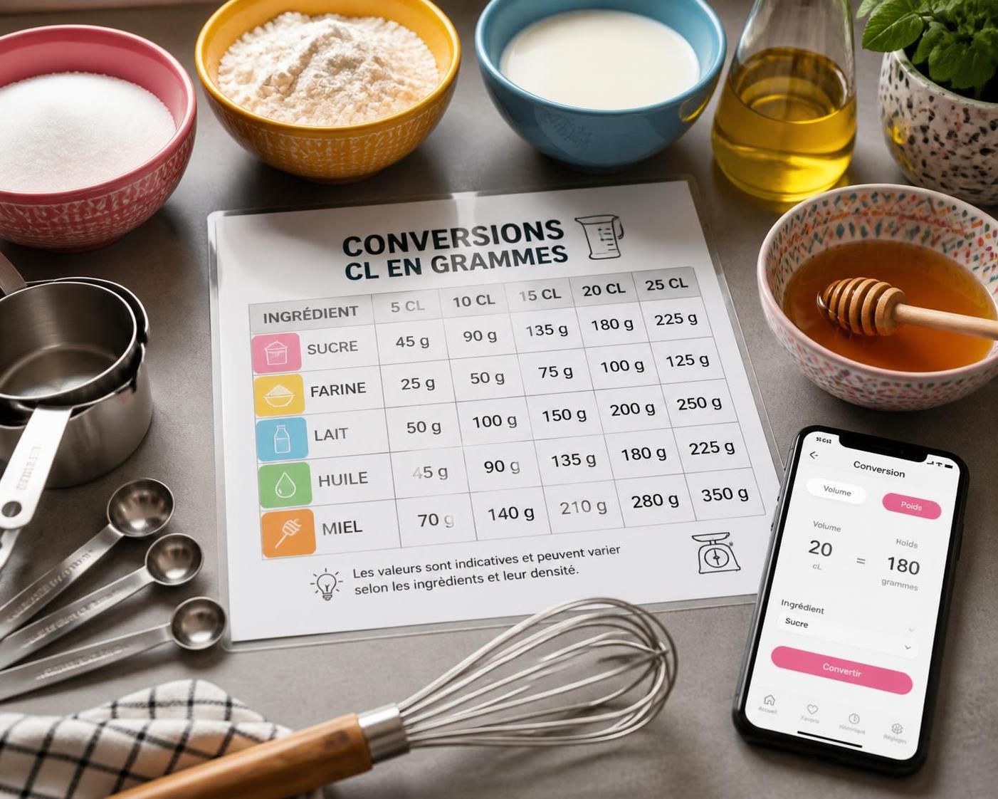 apprenez à convertir 20 cl en grammes facilement pour réussir toutes vos recettes. astuces simples et rapides pour une cuisine sans erreur de mesure.