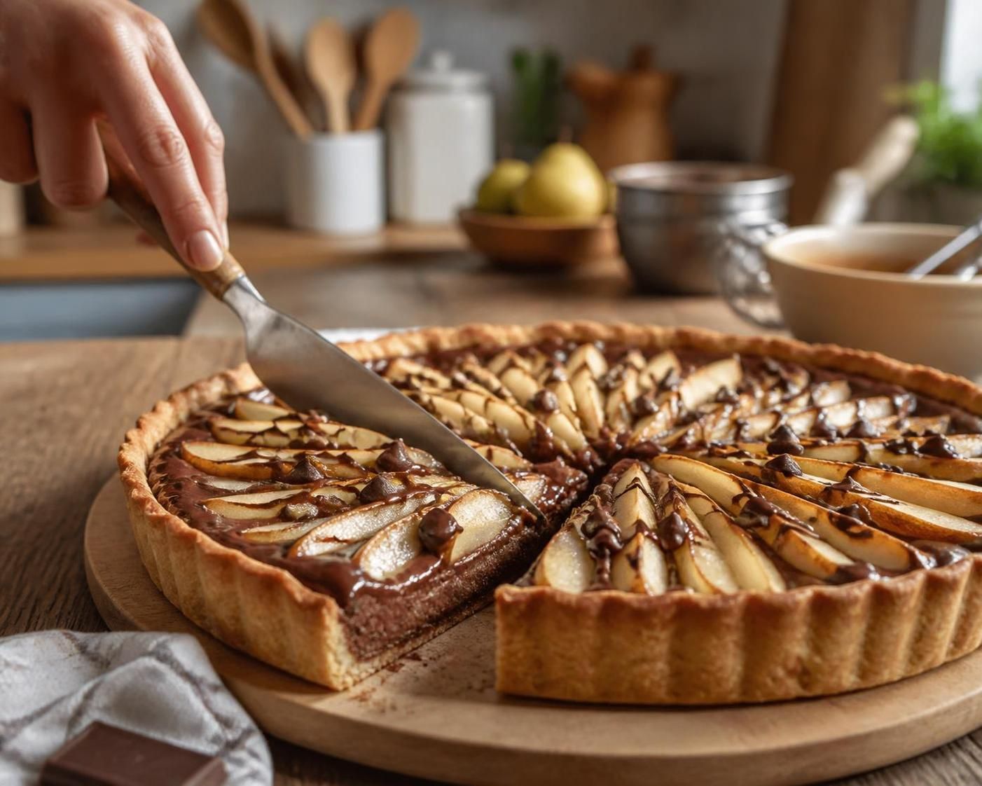 découvrez la recette gourmande et facile de la tarte poire chocolat de cyril lignac, expliquée pas à pas pour un dessert savoureux et élégant.
